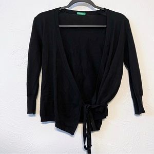 United Colors of Benetton Black Viscose Wrap Cardigan Size XS